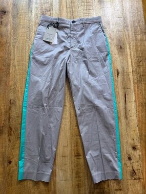 Berwich Womens Taupe gray Pants trousers with Teal Side Stripe chicca rainbow 38